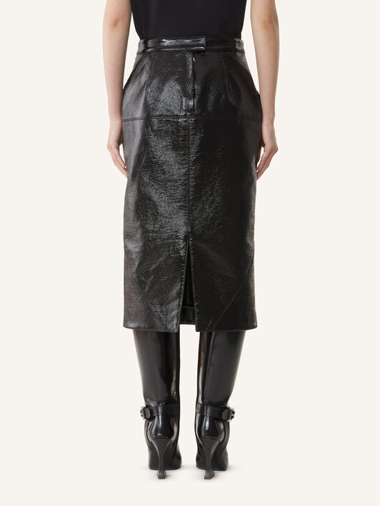 Lanvin STRAIGHT SKIRT WITH CUTS Black RWST02036378A26