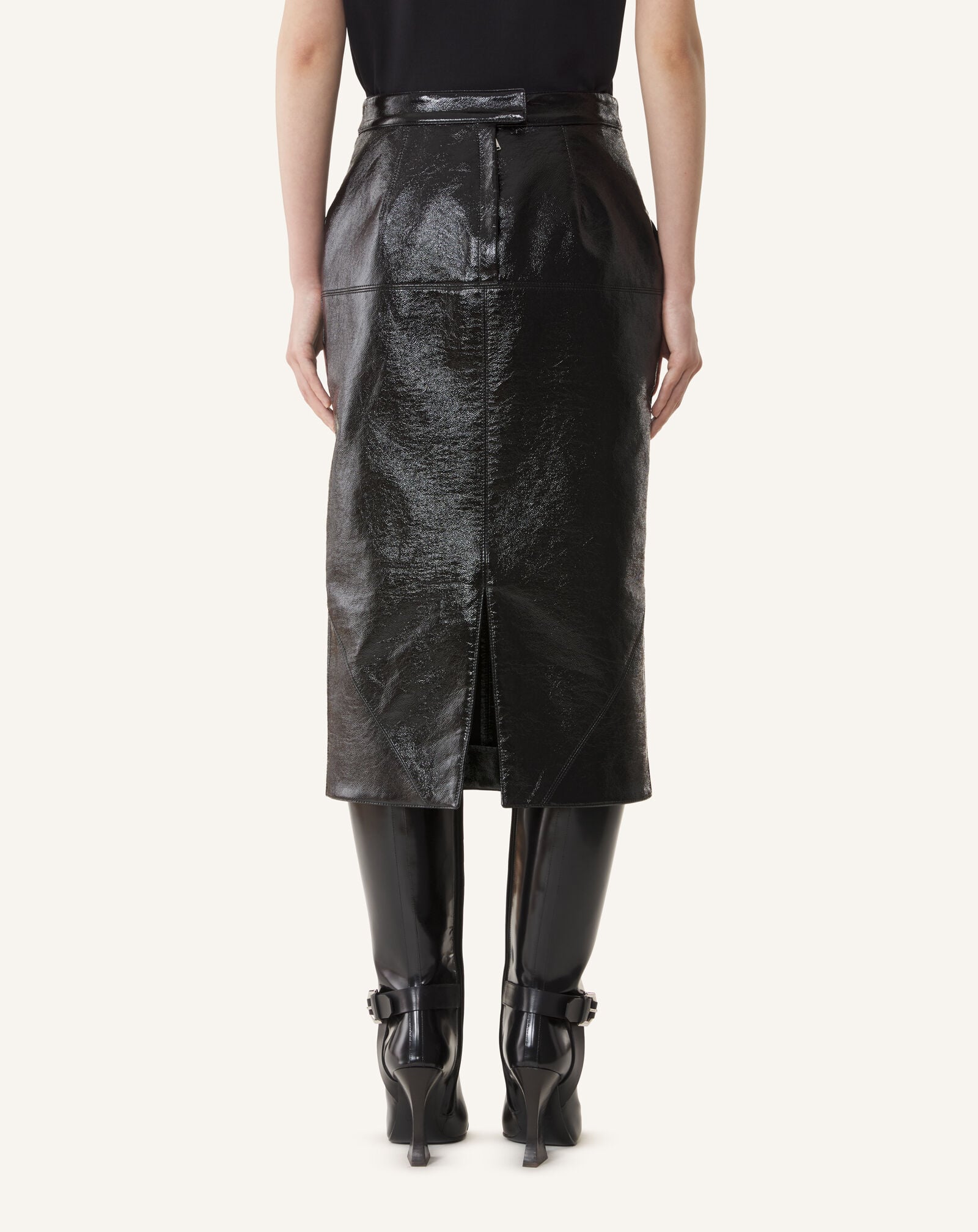 Lanvin STRAIGHT SKIRT WITH CUTS Black RWST02036378A26