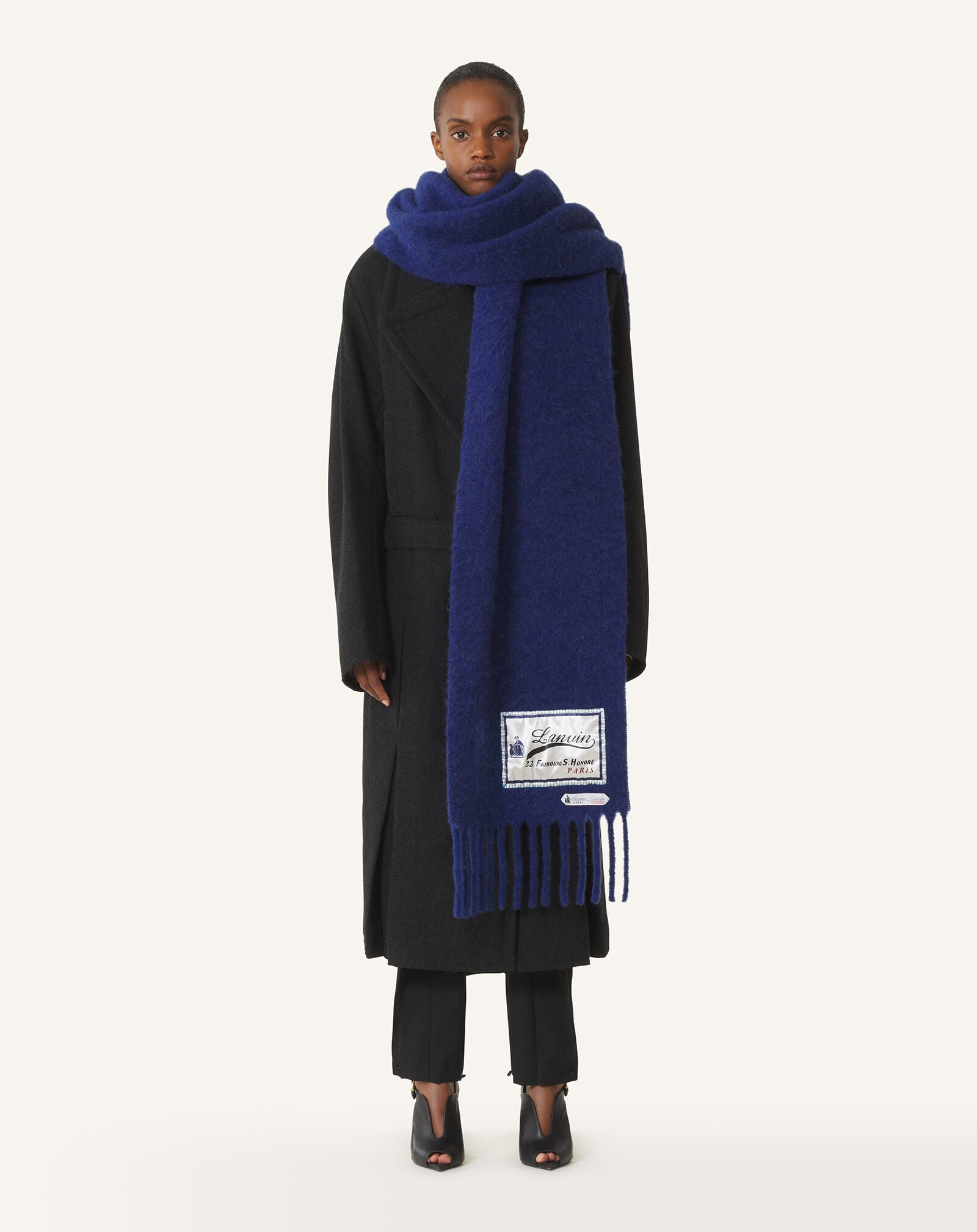 Lanvin ÉCHARPE À FRANGES EN LAINE AVEC ÉTIQUETTE 22 FAUBOURG Saphir AMSARSC31VETP26