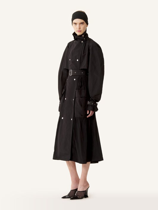 TRENCHCOAT AUS ZWEI MATERIALIEN AUS SEIDENFAILLE UND CHARMEUSE Lanvin TRENCHCOAT AUS ZWEI MATERIALIEN AUS SEIDENFAILLE UND CHARMEUSE Schwarz RWCO01586334E26