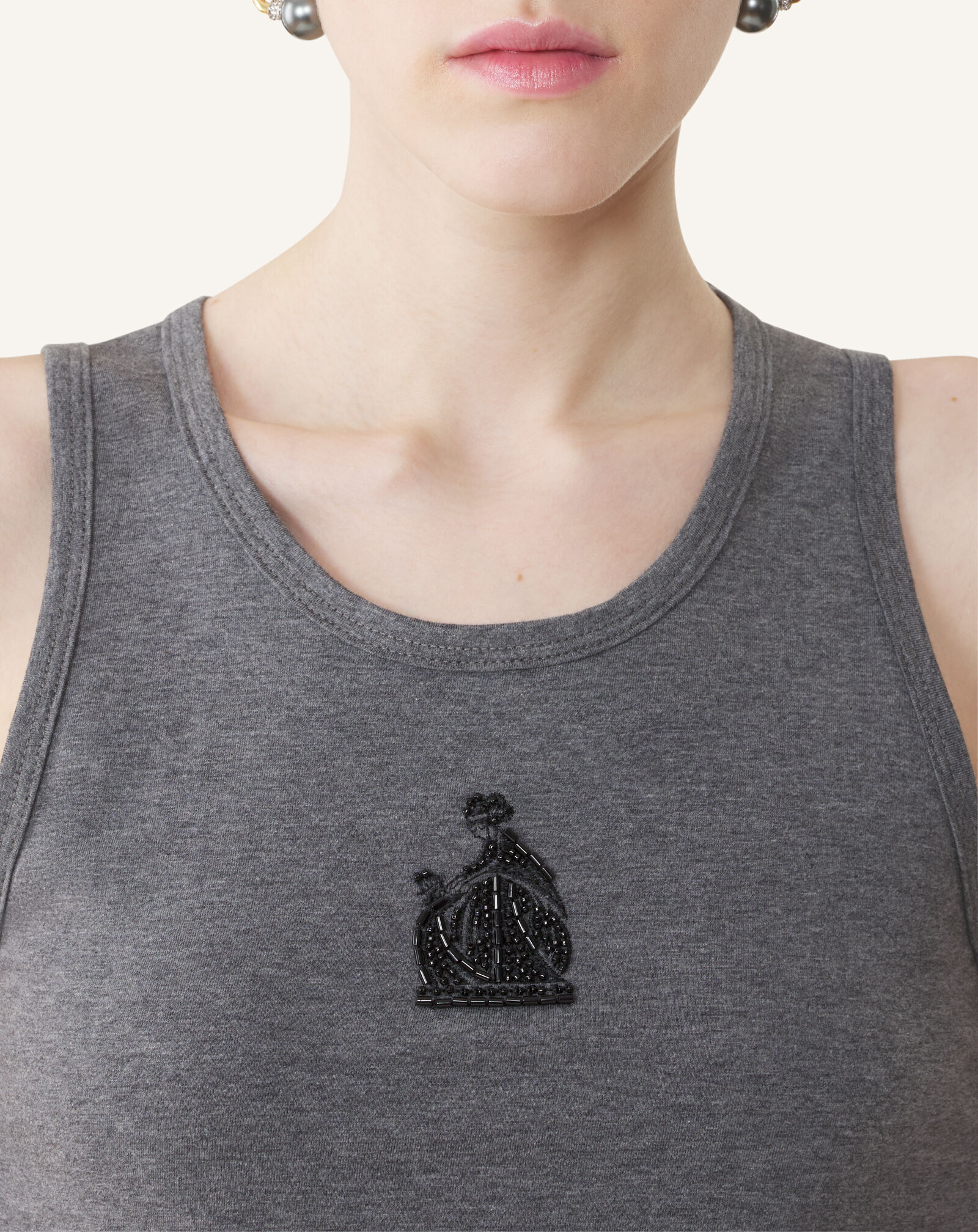 TANKTOP MOTHER AND DAUGHTER AUS BESTICKTEM JERSEY Lanvin TANKTOP MOTHER AND DAUGHTER AUS BESTICKTEM JERSEY Dunkelgrau meliert RWTS0067J060A26