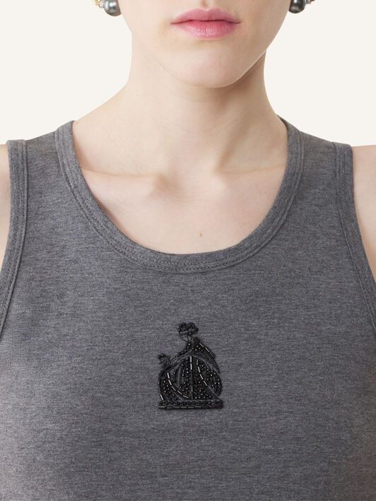 TANKTOP MOTHER AND DAUGHTER AUS BESTICKTEM JERSEY Lanvin TANKTOP MOTHER AND DAUGHTER AUS BESTICKTEM JERSEY Dunkelgrau meliert RWTS0067J060A26