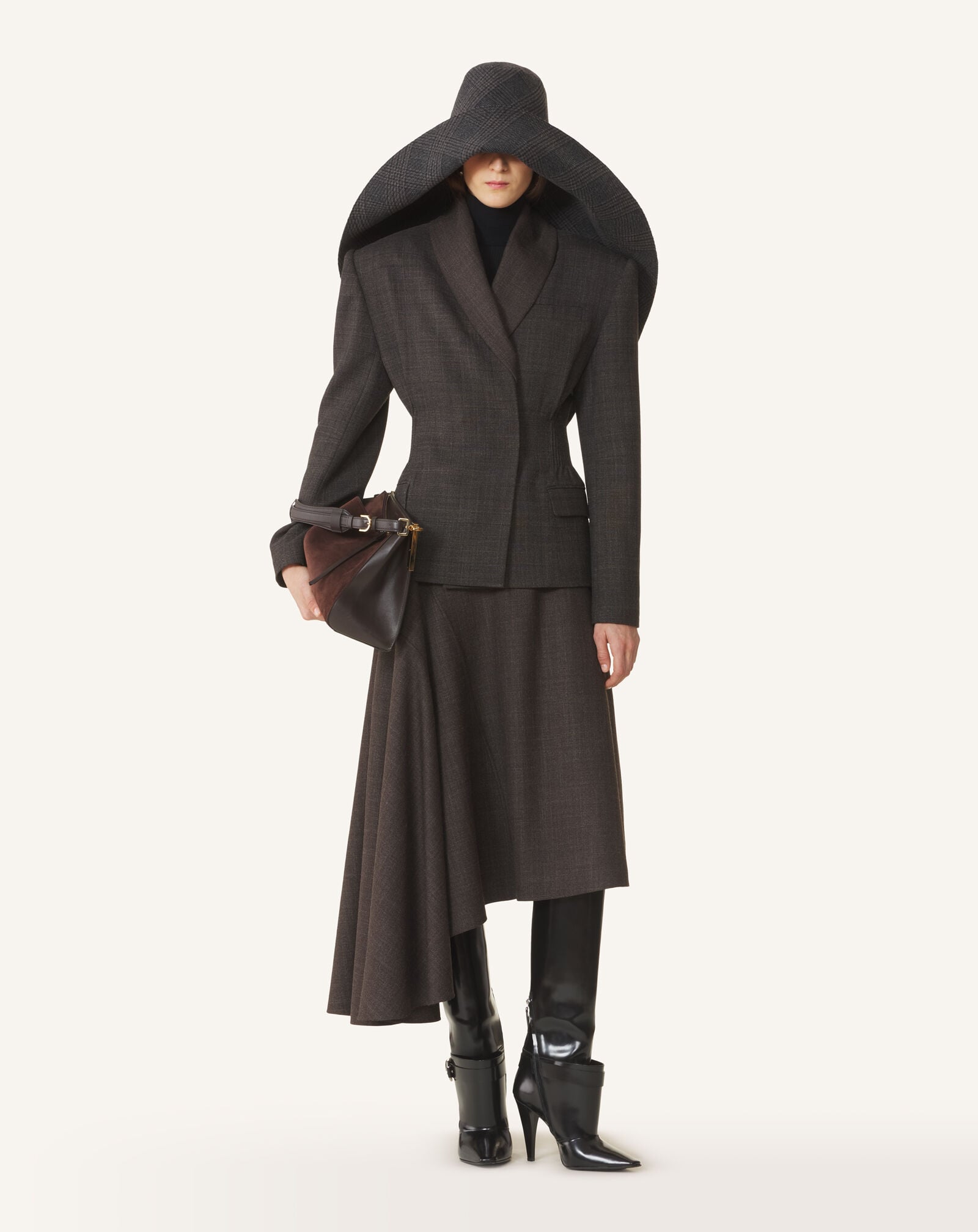 Lanvin WIDE SHOULDER SMOKED JACKET Brown/Dark Brown RWJA00516463H26