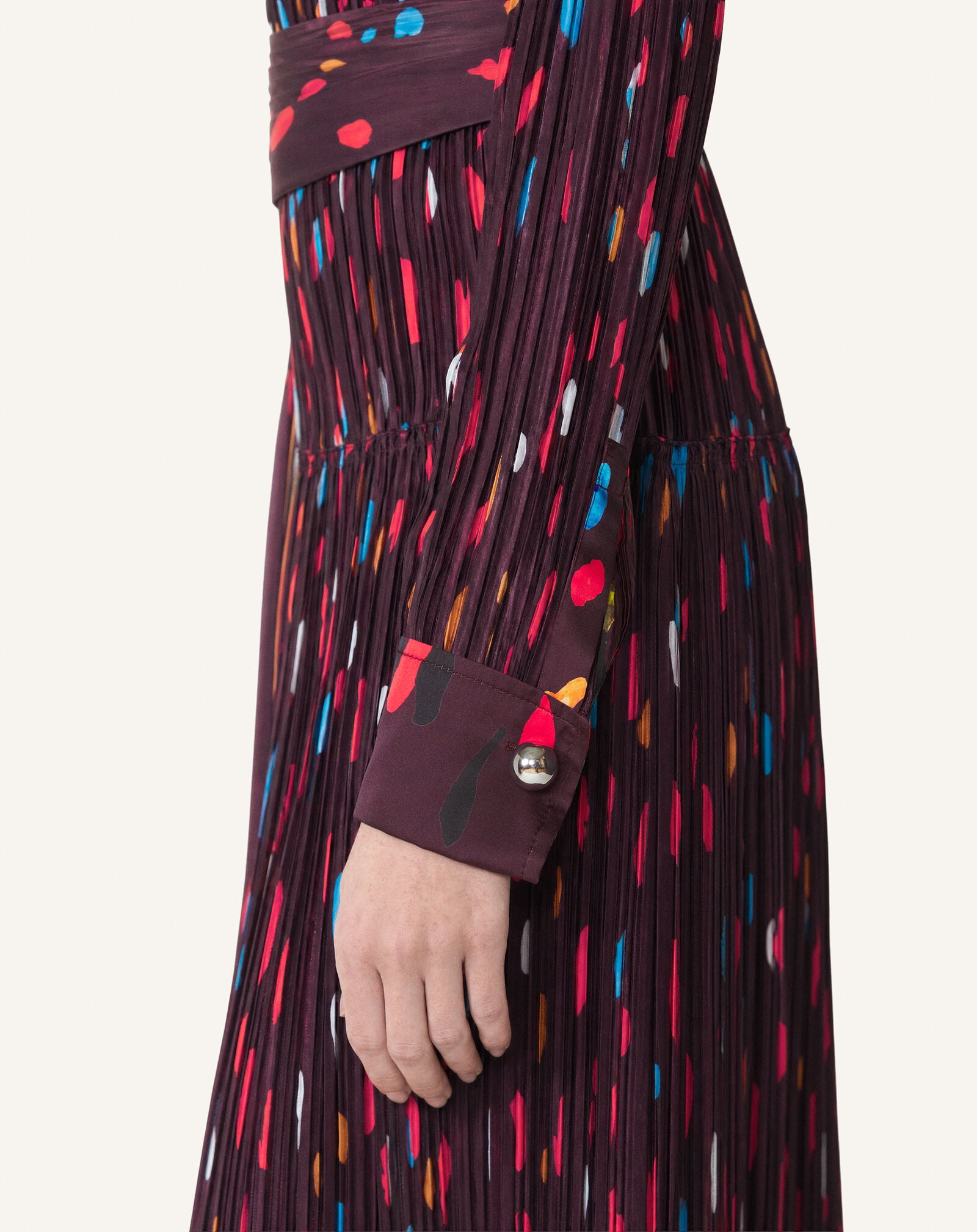 PRINTED CHARMEUSE PLEATED DRESS Lanvin PRINTED CHARMEUSE PLEATED DRESS Garnet RWDR00176440A26