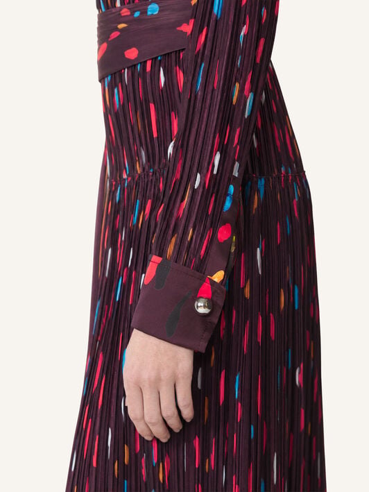 PRINTED CHARMEUSE PLEATED DRESS Lanvin PRINTED CHARMEUSE PLEATED DRESS Garnet RWDR00176440A26