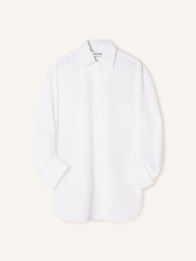Lanvin CHEMISE À MANCHES RETROUSSÉES EN POPELINE DE COTON Blanc RWTO01566166H26