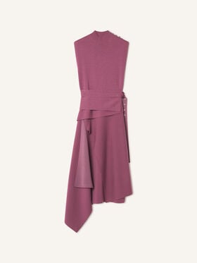 Lanvin ROBE DRAPÉE COL MONTANT EN LAINE Rose Automne RWDR0003K118A26