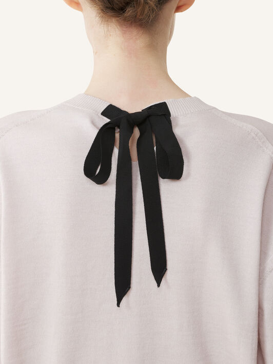 PULLOVER MIT V-AUSSCHNITT AUS MERINOWOLLE MIT GROSGRAIN-DETAIL Lanvin PULLOVER MIT V-AUSSCHNITT AUS MERINOWOLLE MIT GROSGRAIN-DETAIL Mondgrau RWPO0027K101A26