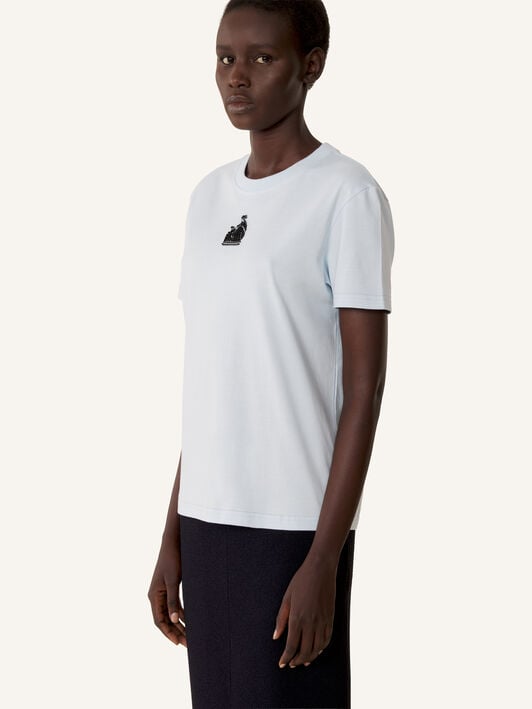 CAMISETA MOTHER AND CHILD DE PUNTO DE ALGODÓN BORDADO Lanvin CAMISETA MOTHER AND CHILD DE PUNTO DE ALGODÓN BORDADO Azul cielo RWTS0030J320E26