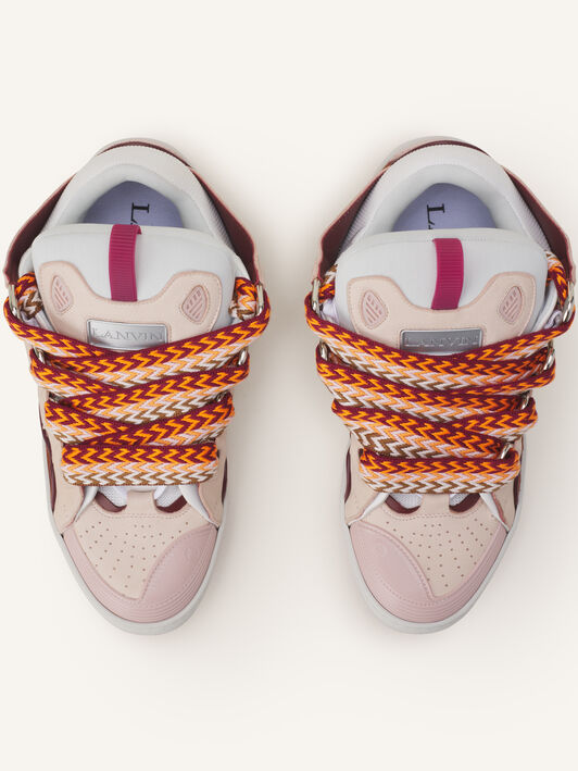 Lanvin CURB SNEAKERS IN LEATHER Light Pink/Camel FUSKDK12BICOE25