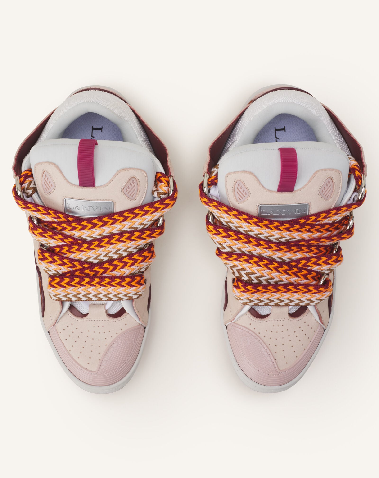 Lanvin CURB SNEAKERS IN LEATHER Light Pink/Camel FUSKDK12BICOE25