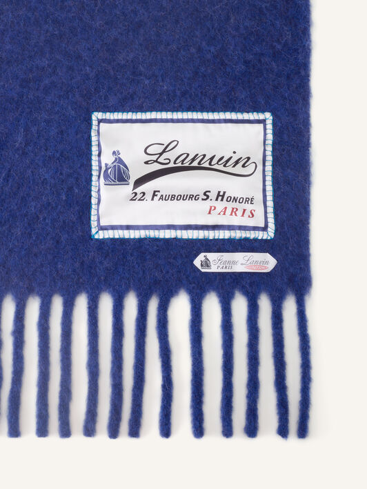 Lanvin ÉCHARPE À FRANGES EN LAINE AVEC ÉTIQUETTE 22 FAUBOURG Saphir AMSARSC31VETP26