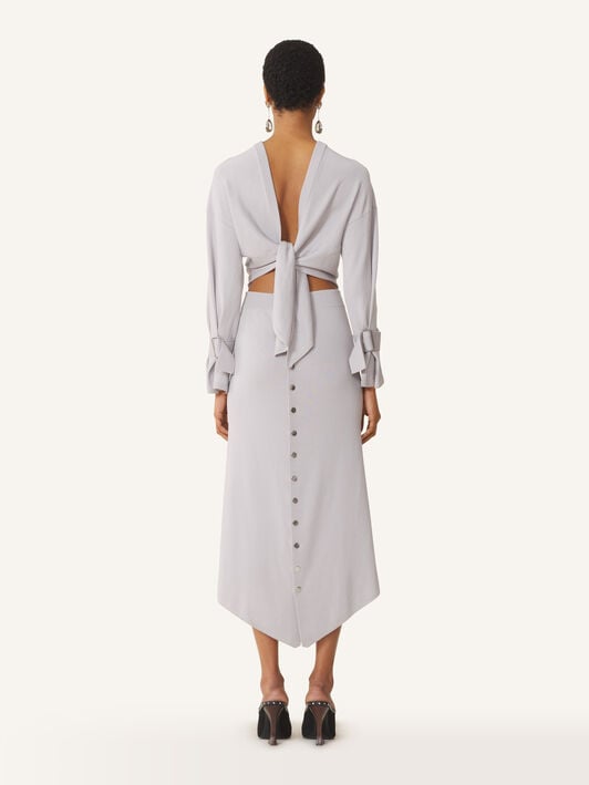 LANGES KLEID AUS SEIDE MIT SCHLEIFE AM RÜCKEN Lanvin LANGES KLEID AUS SEIDE MIT SCHLEIFE AM RÜCKEN Gips RWDR0067K107E26