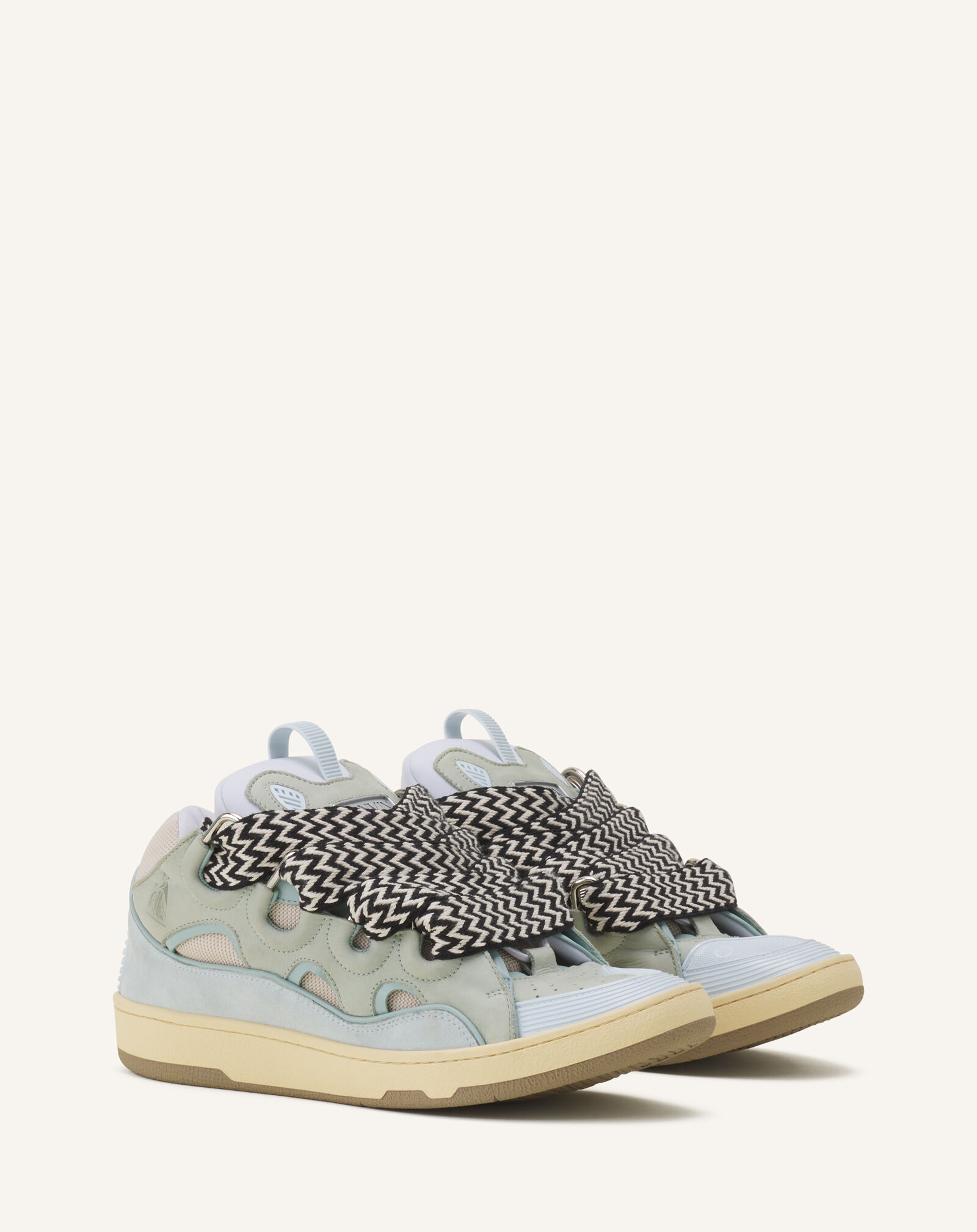 CURB SNEAKERS IN LEATHER in Pale Blue | Lanvin®