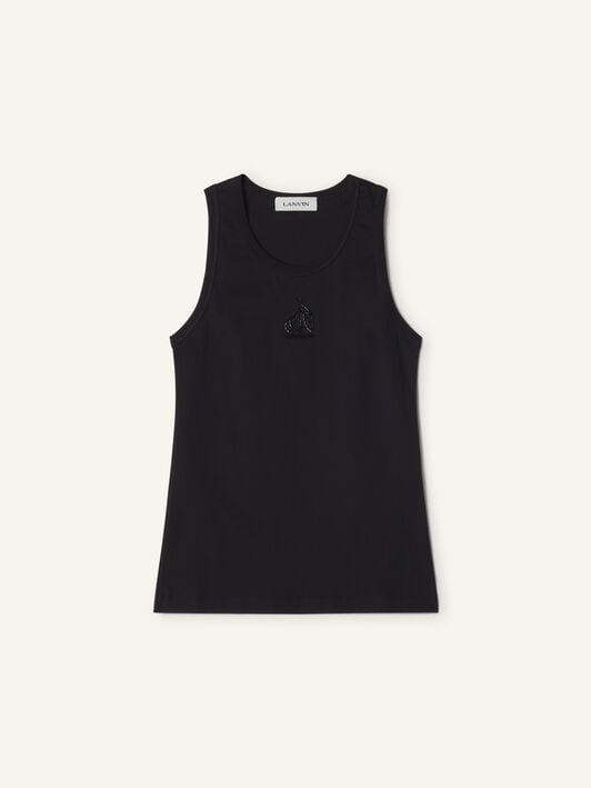 TANKTOP MOTHER AND CHILD AUS BESTICKTEM BAUMWOLLJERSEY Lanvin TANKTOP MOTHER AND CHILD AUS BESTICKTEM BAUMWOLLJERSEY Schwarz RWTS0067J320E26