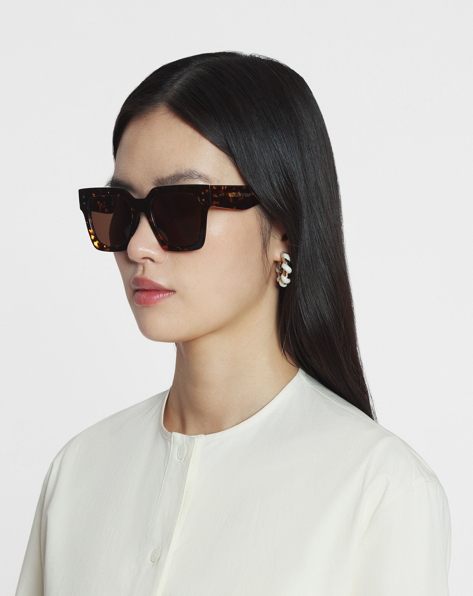 Lanvin LUNETTES MAXI RECTANGLE LANVIN SIGNATURE Ambre/Écaille AWEYSIGN676SP25