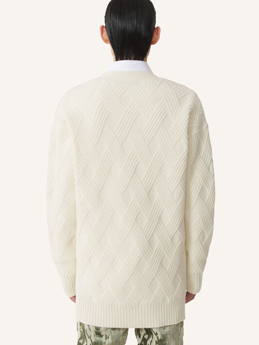 WEITER CARDIGAN AUS GEZOPFTER WOLLE Lanvin WEITER CARDIGAN AUS GEZOPFTER WOLLE Wolkengrau RMCA0004K066A26