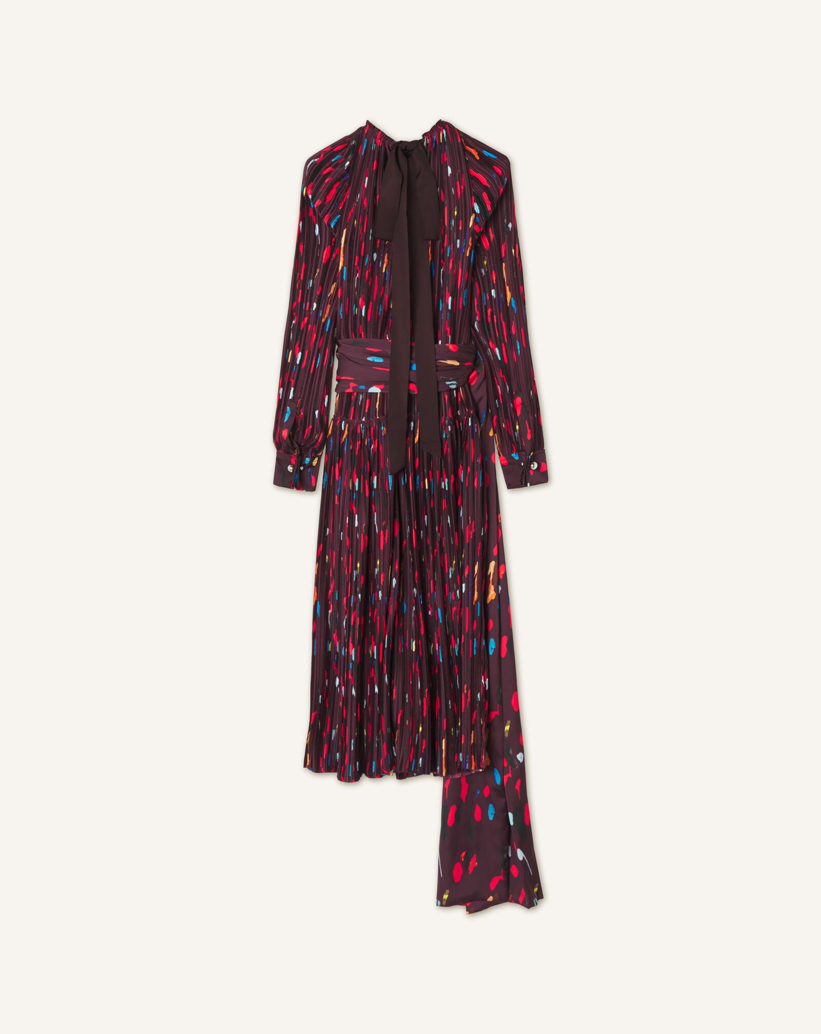 PRINTED CHARMEUSE PLEATED DRESS Lanvin PRINTED CHARMEUSE PLEATED DRESS Garnet RWDR00176440A26