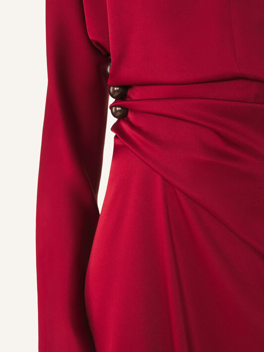 Lanvin BUTTONS DETAIL FITTED WAIST DRESS Cabernet RWDR00786390H26