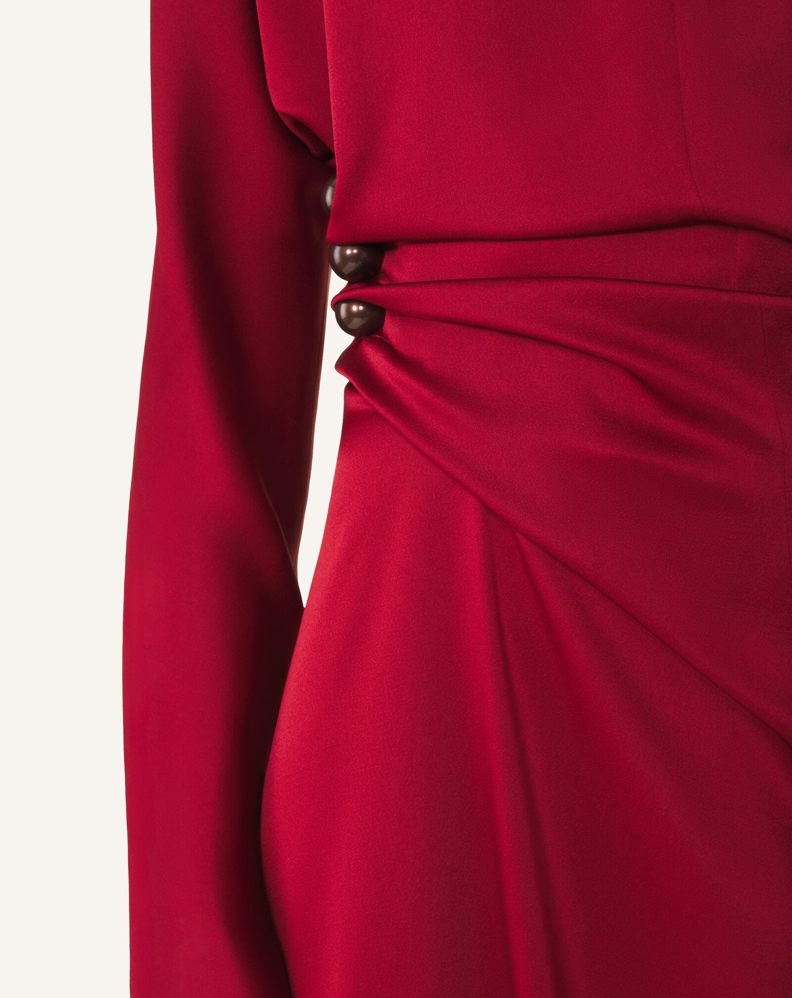Lanvin BUTTONS DETAIL FITTED WAIST DRESS Cabernet RWDR00786390H26