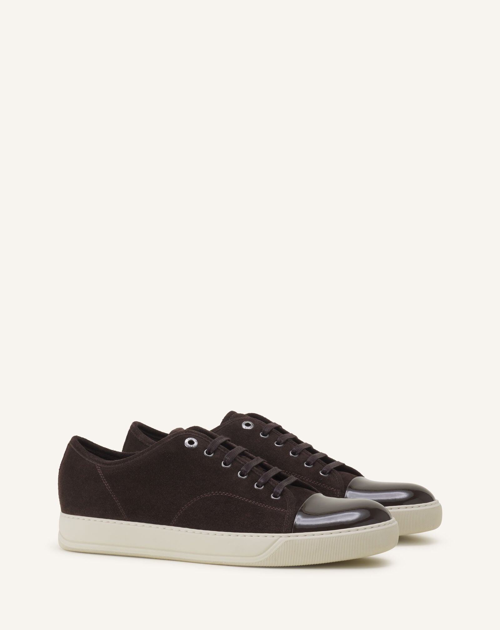 SNEAKERS DBB1 EN SUEDE ET CUIR VERNIS Lanvin SNEAKERS DBB1 EN SUEDE ET CUIR VERNIS Marron/Ecru FMSKDBB1VBALP15