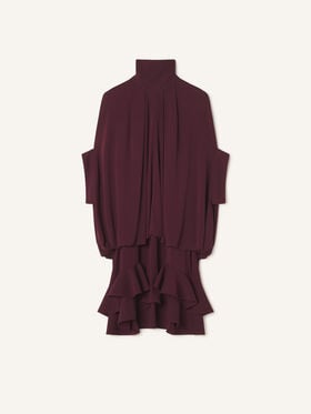 Lanvin ROBE COURTE À VOLANTS EN JERSEY CREPE Aubergine RWDR00686483H26