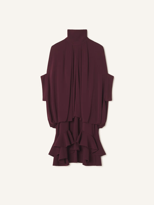 Lanvin RUFFLE SHORT DRESS Aubergine RWDR00686483H26