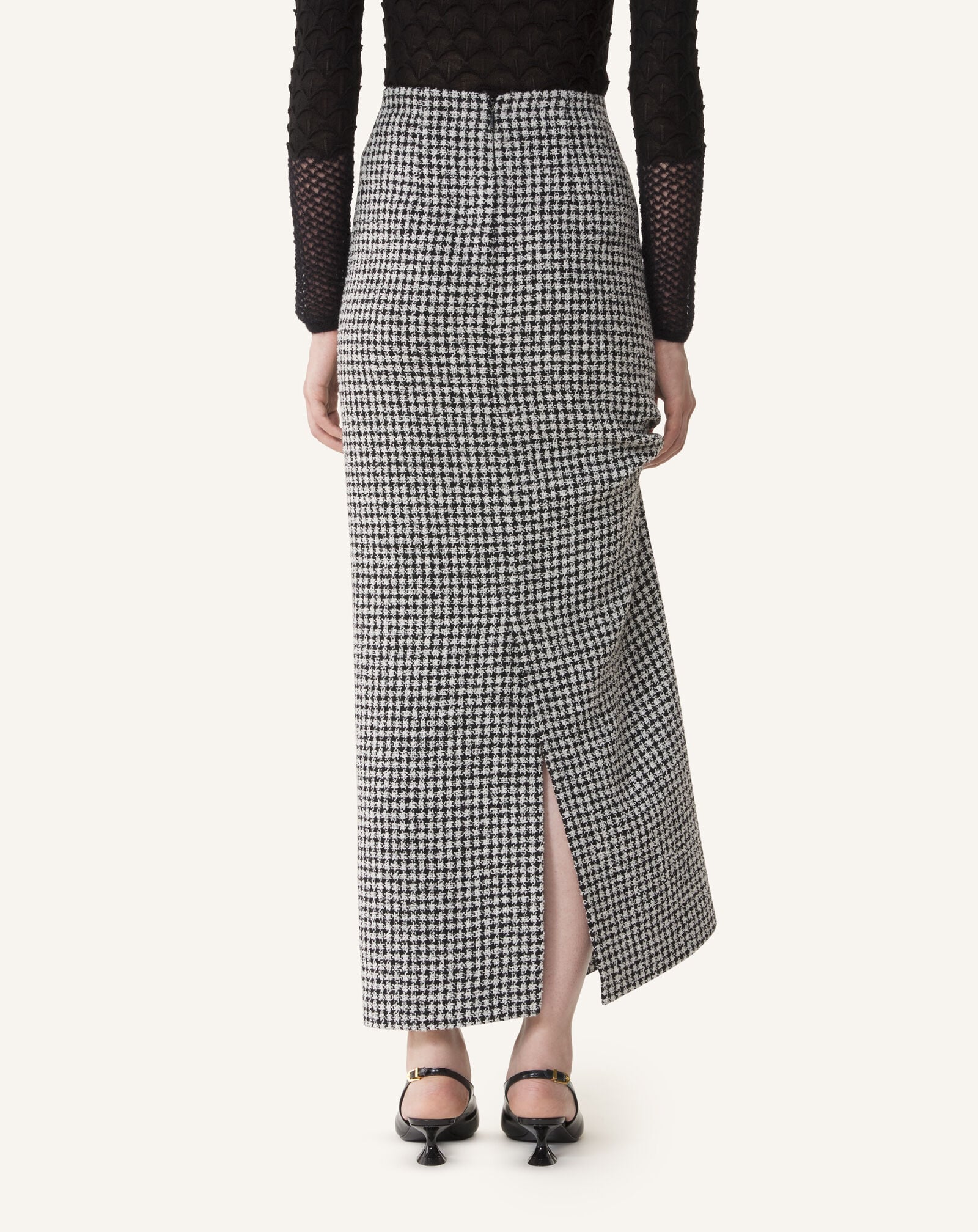 TWEED LONG SPLIT SKIRT Lanvin TWEED LONG SPLIT SKIRT Black/White RWST00086386A26