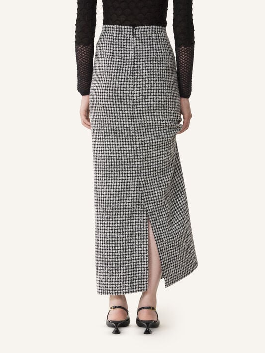 TWEED LONG SPLIT SKIRT Lanvin TWEED LONG SPLIT SKIRT Black/White RWST00086386A26