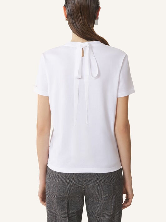 COTTON T-SHIRT WITH RIBBON DETAIL Lanvin COTTON T-SHIRT WITH RIBBON DETAIL Optic White RWTS0024J040H25