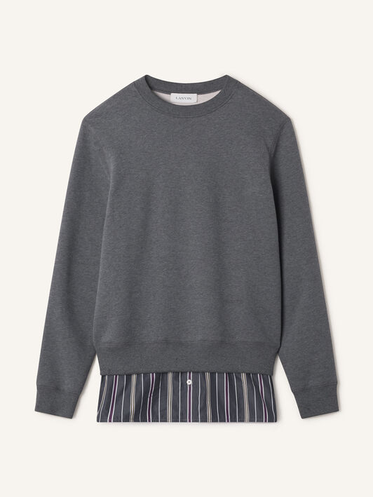 SWEAT SUPERPOSÉ EN COTON ET CACHEMIRE Lanvin SWEAT SUPERPOSÉ EN COTON ET CACHEMIRE Anthracite RMSS0101F013A26