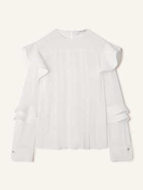 Lanvin BLOUSE À VOLANTS EN GEORGETTE DE SOIE Blanc Casse RWTO00056259A26