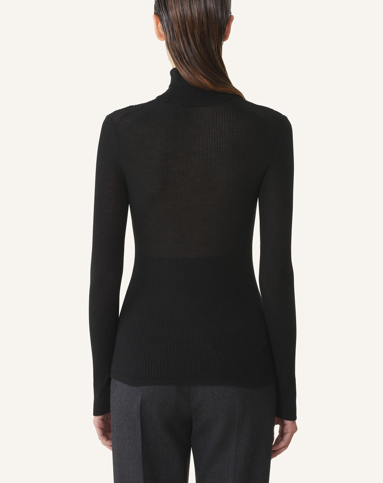 ROLLKRAGENPULLOVER AUS MERINOWOLLE UND SEIDE Lanvin ROLLKRAGENPULLOVER AUS MERINOWOLLE UND SEIDE Schwarz RWPO0023K069H25