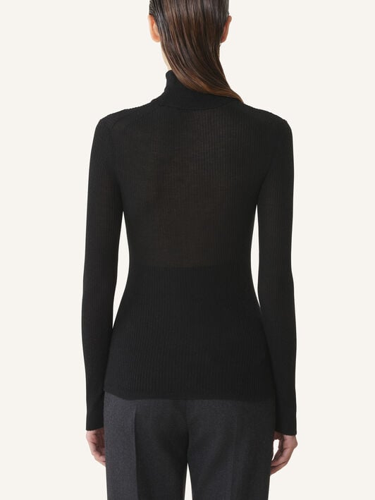 ROLLKRAGENPULLOVER AUS MERINOWOLLE UND SEIDE Lanvin ROLLKRAGENPULLOVER AUS MERINOWOLLE UND SEIDE Schwarz RWPO0023K069H25
