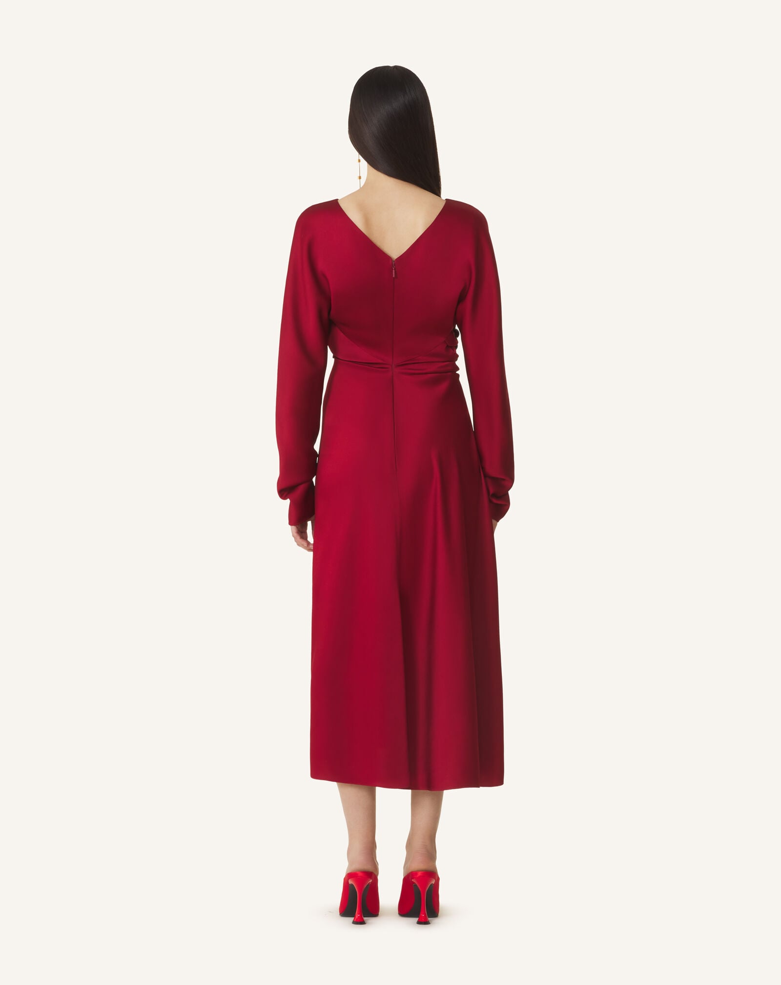 Lanvin BUTTONS DETAIL FITTED WAIST DRESS Cabernet RWDR00786390H26