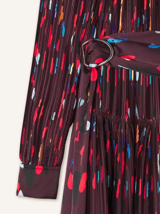 PRINTED CHARMEUSE PLEATED DRESS Lanvin PRINTED CHARMEUSE PLEATED DRESS Garnet RWDR00176440A26