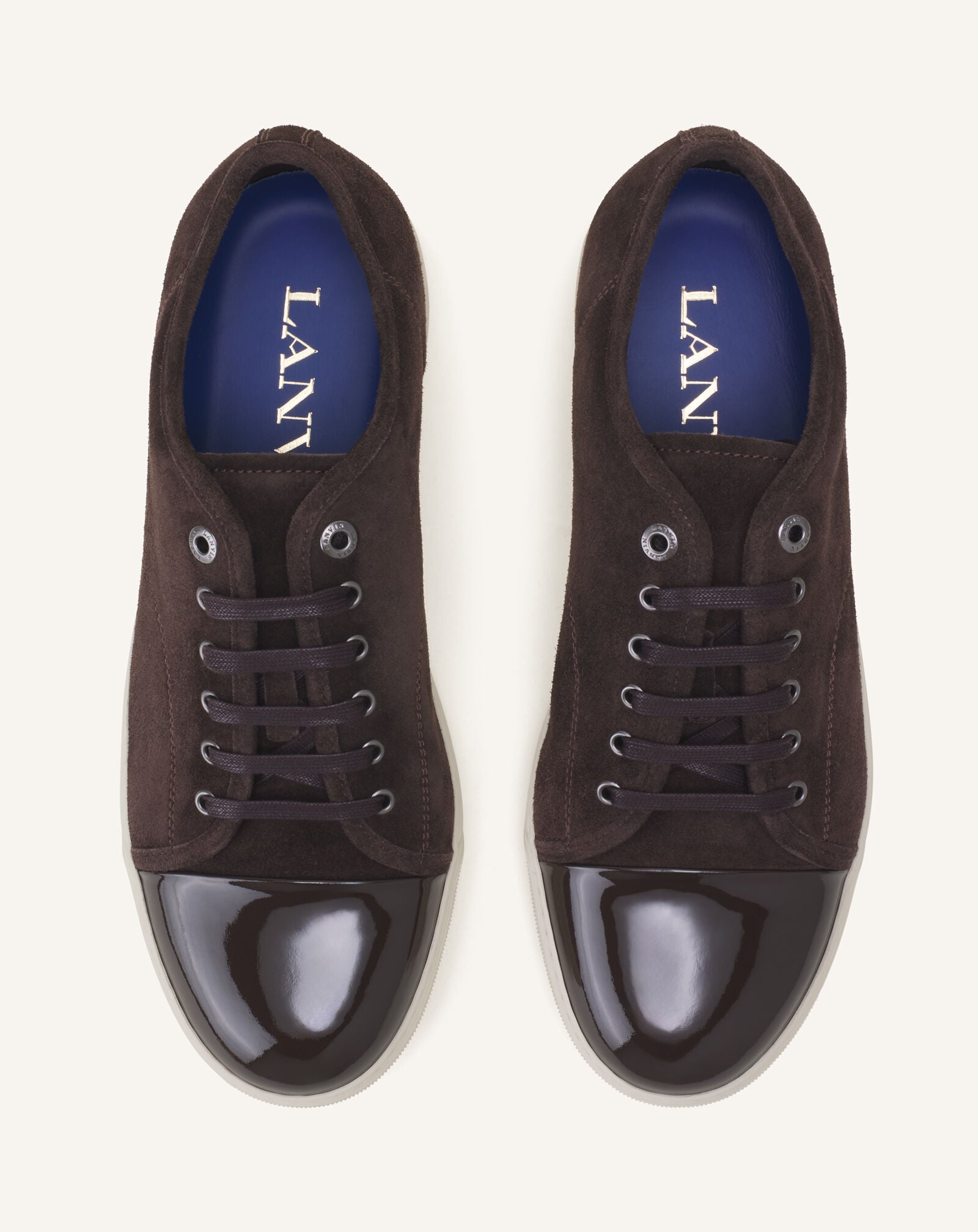 SNEAKERS DBB1 EN SUEDE ET CUIR VERNIS Lanvin SNEAKERS DBB1 EN SUEDE ET CUIR VERNIS Marron/Ecru FMSKDBB1VBALP15