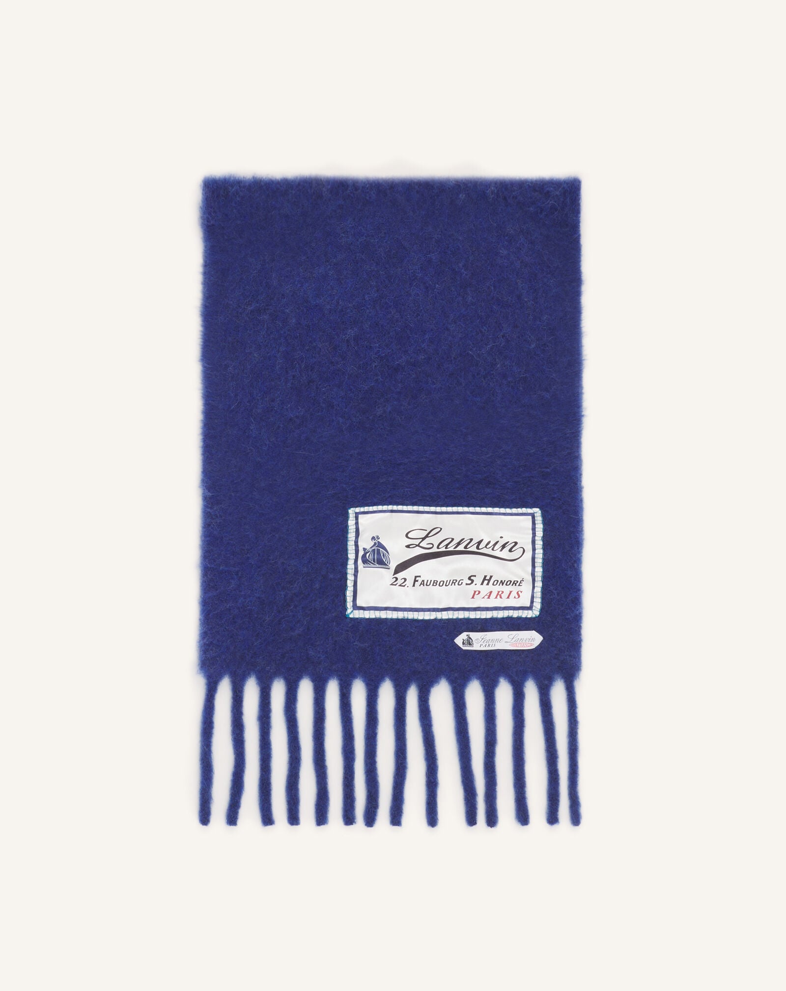Lanvin ÉCHARPE À FRANGES EN LAINE AVEC ÉTIQUETTE 22 FAUBOURG Saphir AMSARSC31VETP26