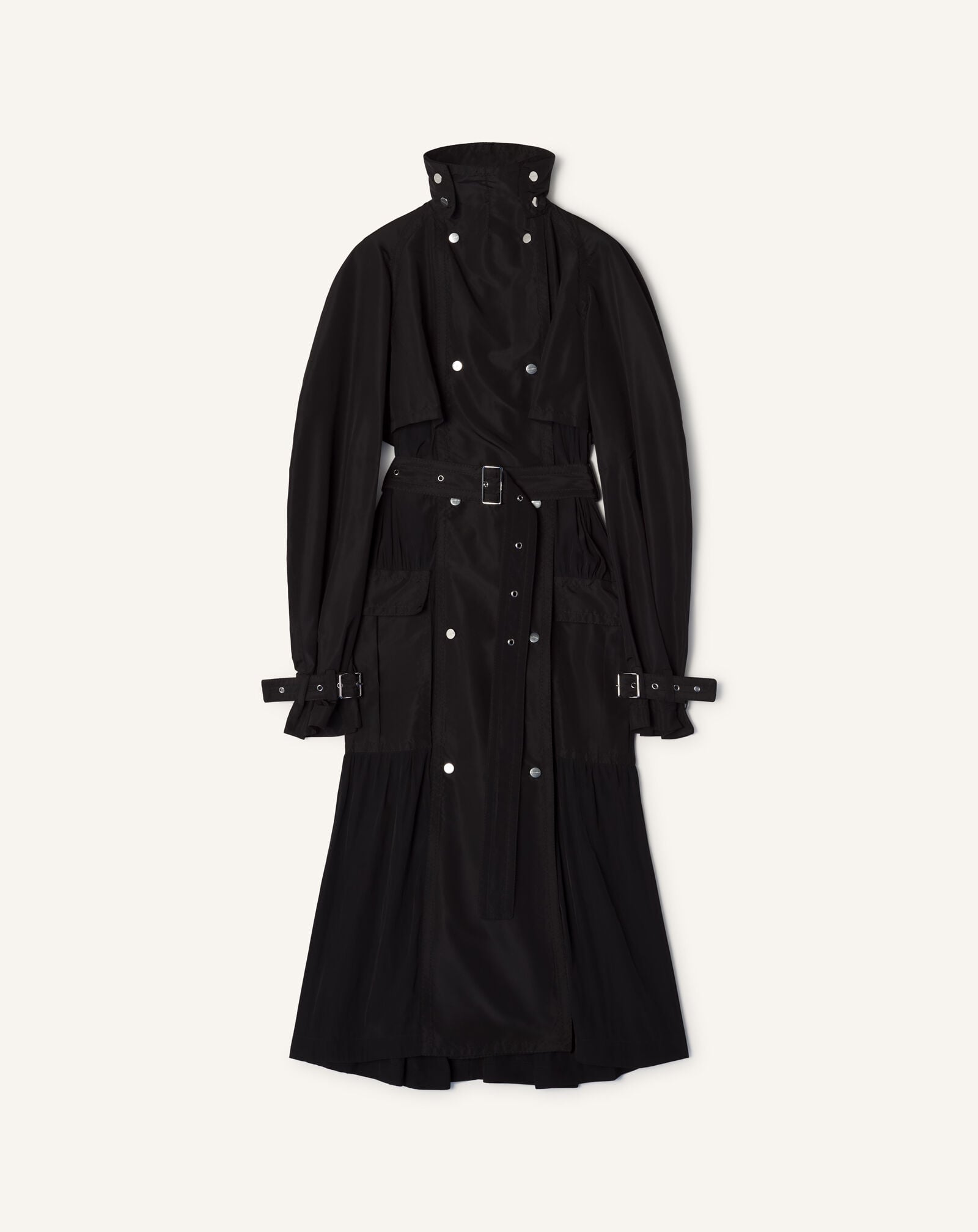 TRENCHCOAT AUS ZWEI MATERIALIEN AUS SEIDENFAILLE UND CHARMEUSE Lanvin TRENCHCOAT AUS ZWEI MATERIALIEN AUS SEIDENFAILLE UND CHARMEUSE Schwarz RWCO01586334E26