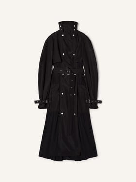TRENCHCOAT AUS ZWEI MATERIALIEN AUS SEIDENFAILLE UND CHARMEUSE Lanvin TRENCHCOAT AUS ZWEI MATERIALIEN AUS SEIDENFAILLE UND CHARMEUSE Schwarz RWCO01586334E26