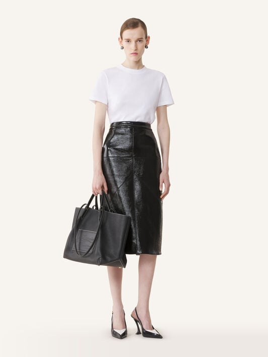 COTTON T-SHIRT WITH RIBBON DETAIL Lanvin COTTON T-SHIRT WITH RIBBON DETAIL Optic White/Black RWTS0024J040H25