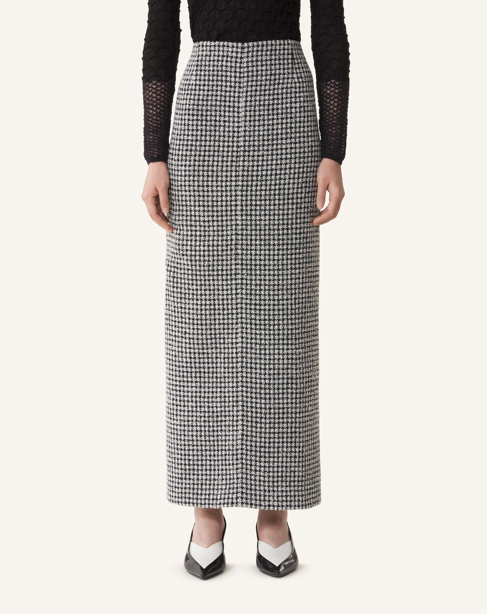 TWEED LONG SPLIT SKIRT Lanvin TWEED LONG SPLIT SKIRT Black/White RWST00086386A26