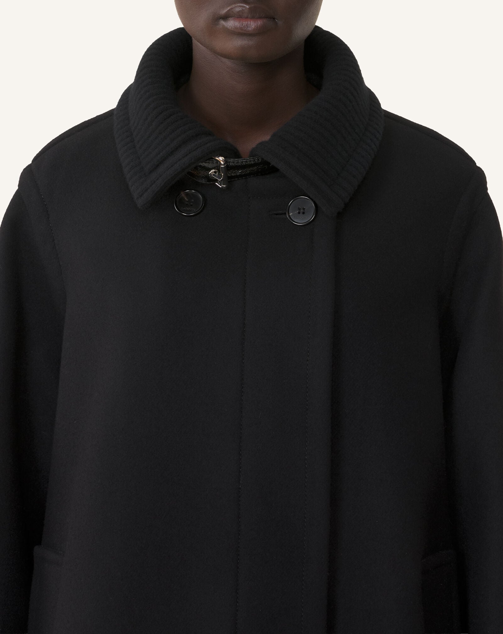 Lanvin HIGH-NECK SHORT COAT Black RWCO00224724A26