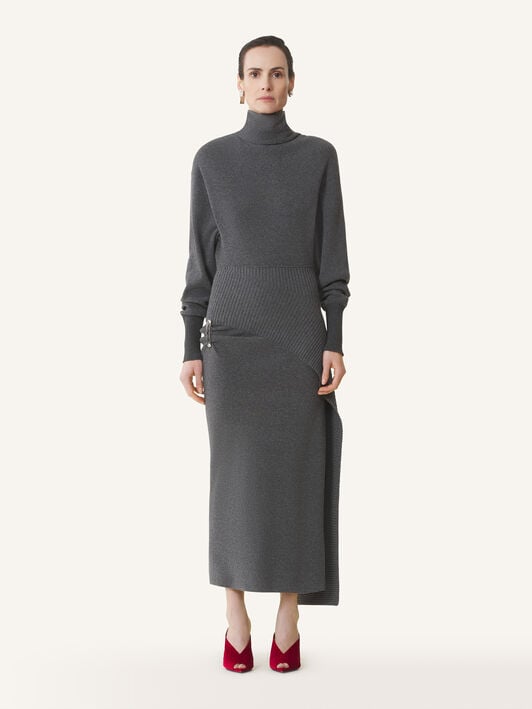 Lanvin ROBE MIDI EN LAINE ET CACHEMIRE Tourterelle RWDR0040K065H25