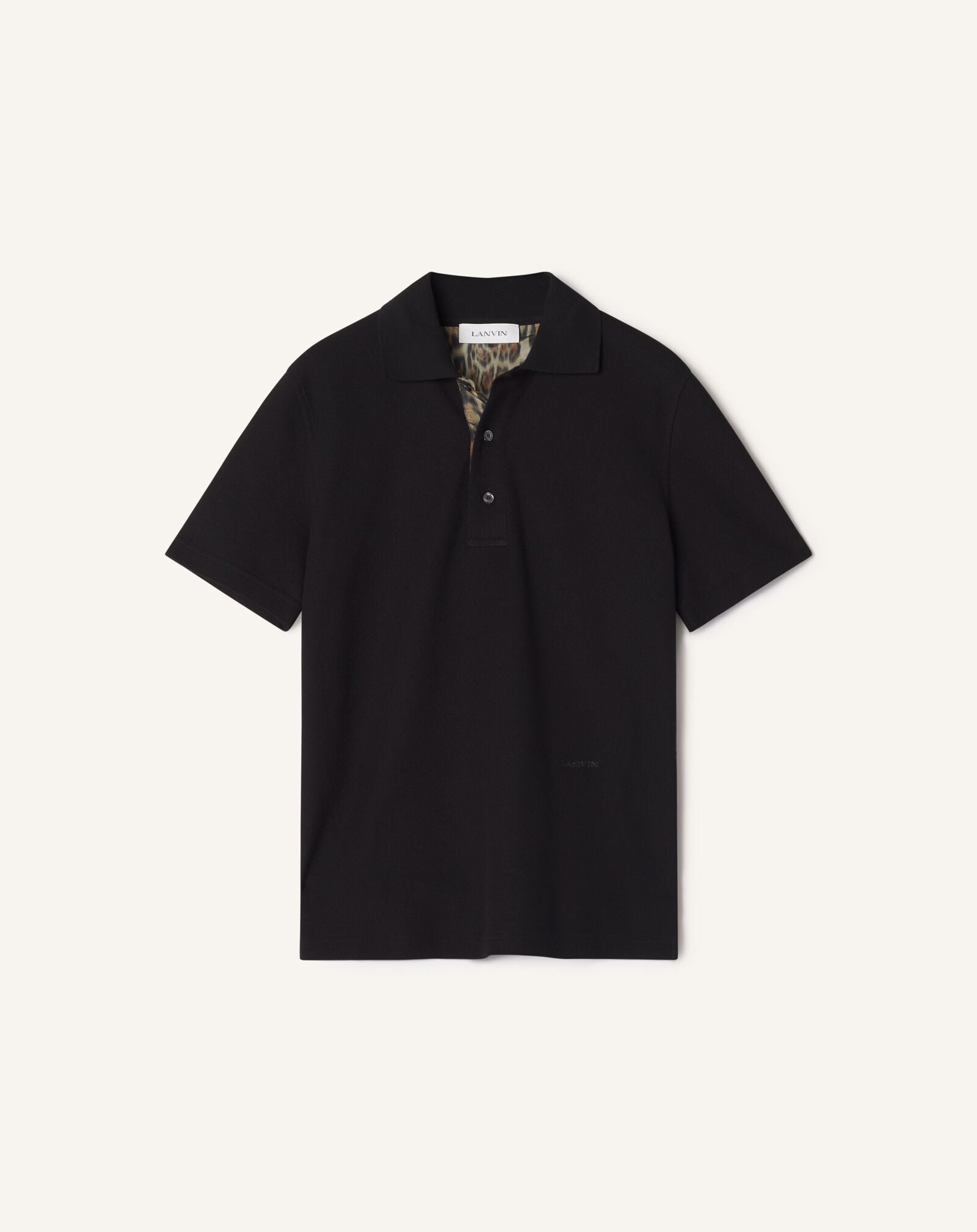 Lanvin POLO SHIRT LEOPARD DETAIL Black RMPL0006J062A26