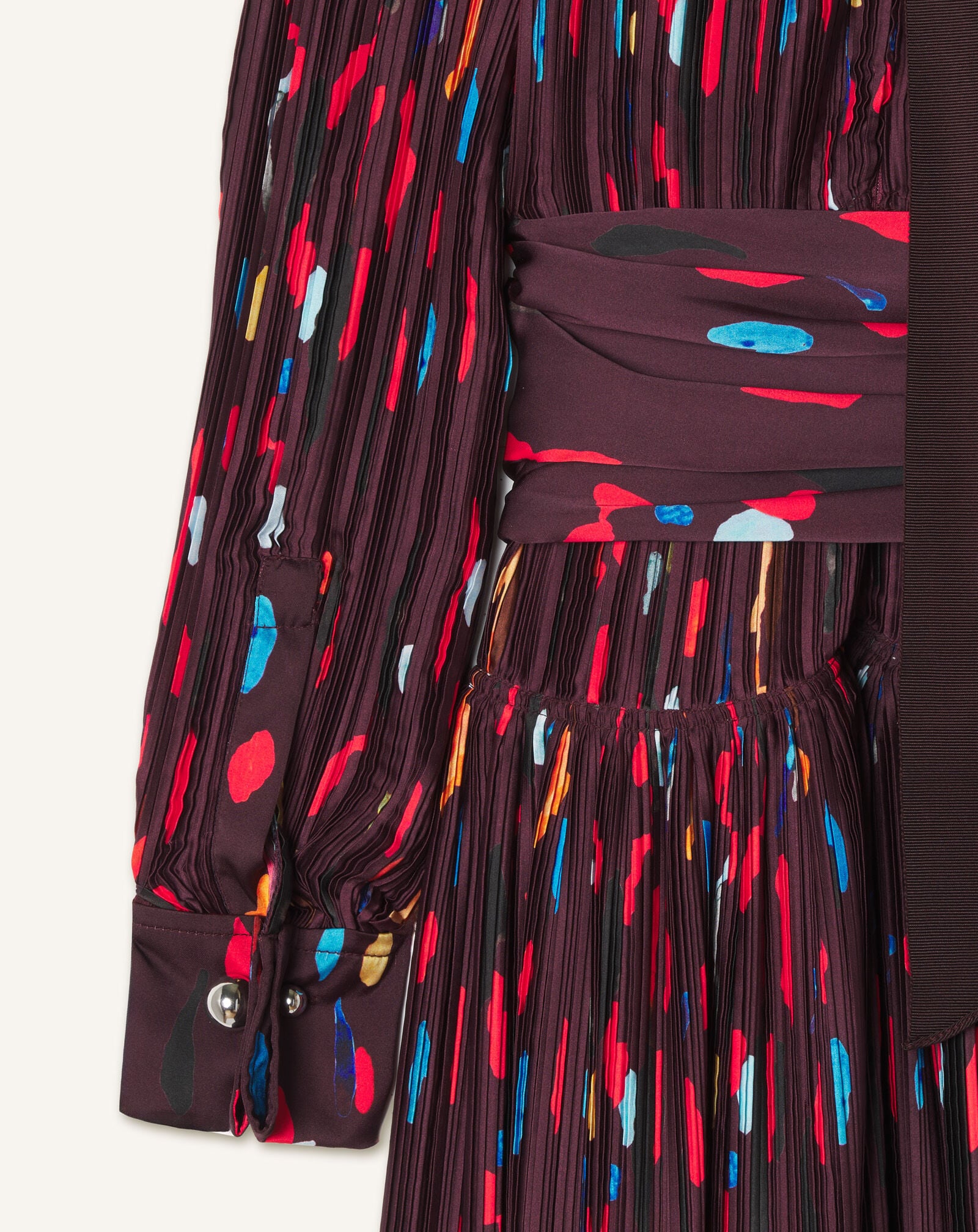 PRINTED CHARMEUSE PLEATED DRESS Lanvin PRINTED CHARMEUSE PLEATED DRESS Garnet RWDR00176440A26