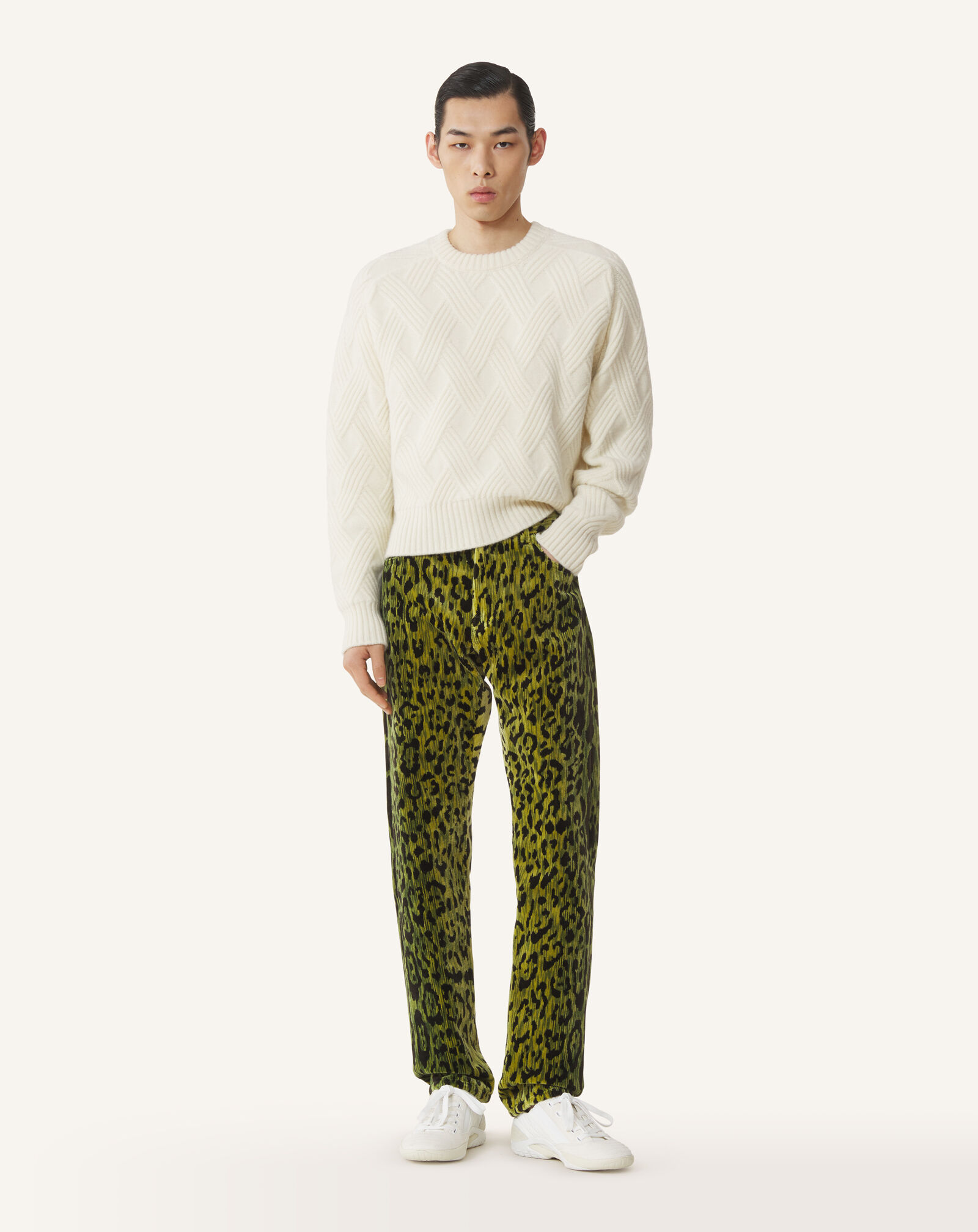 PULLOVER AUS GEZOPFTER WOLLE Lanvin PULLOVER AUS GEZOPFTER WOLLE Wolkengrau RMPO0009K066A26