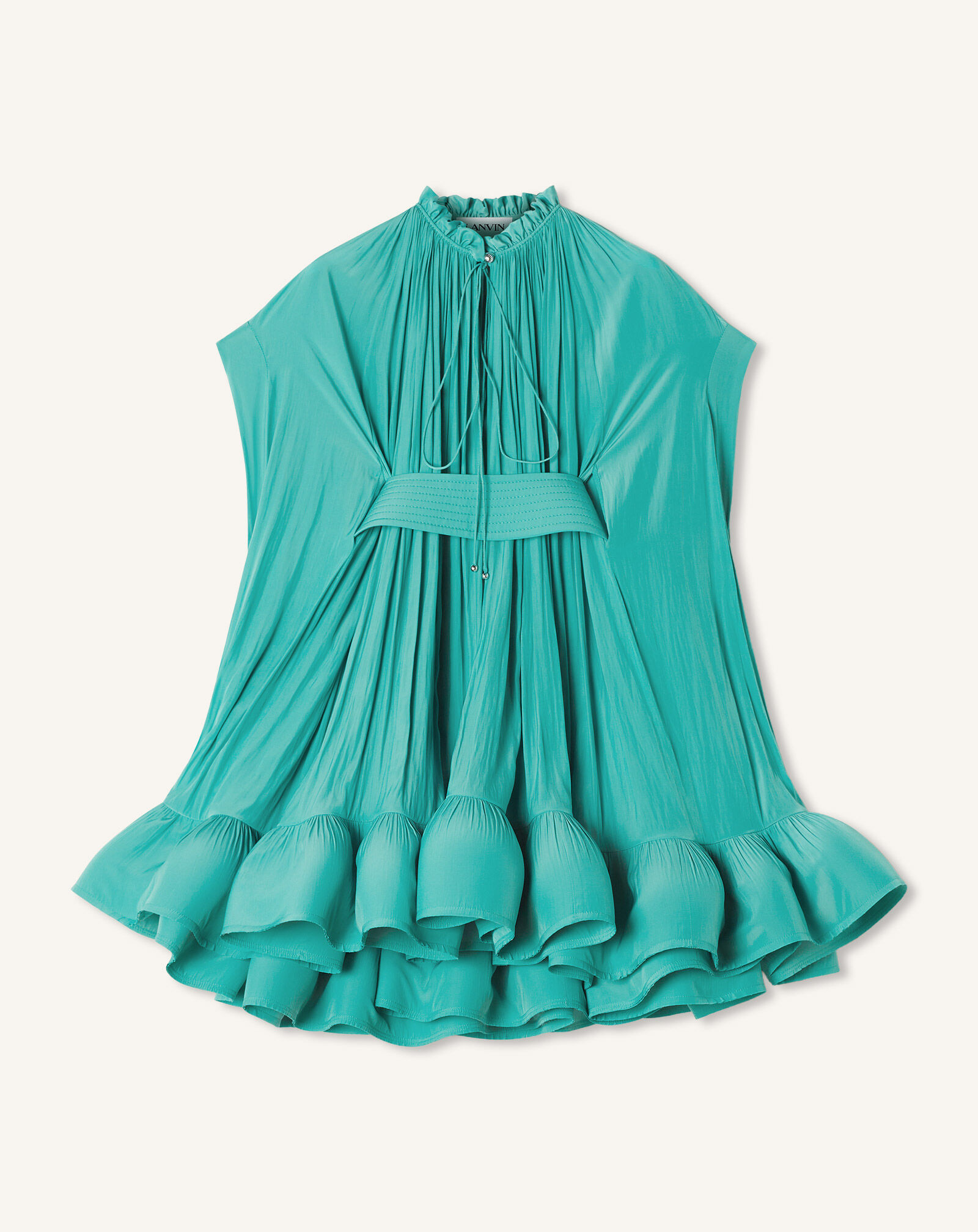 SHORT CHARMEUSE DRESS in Jade | Lanvin®