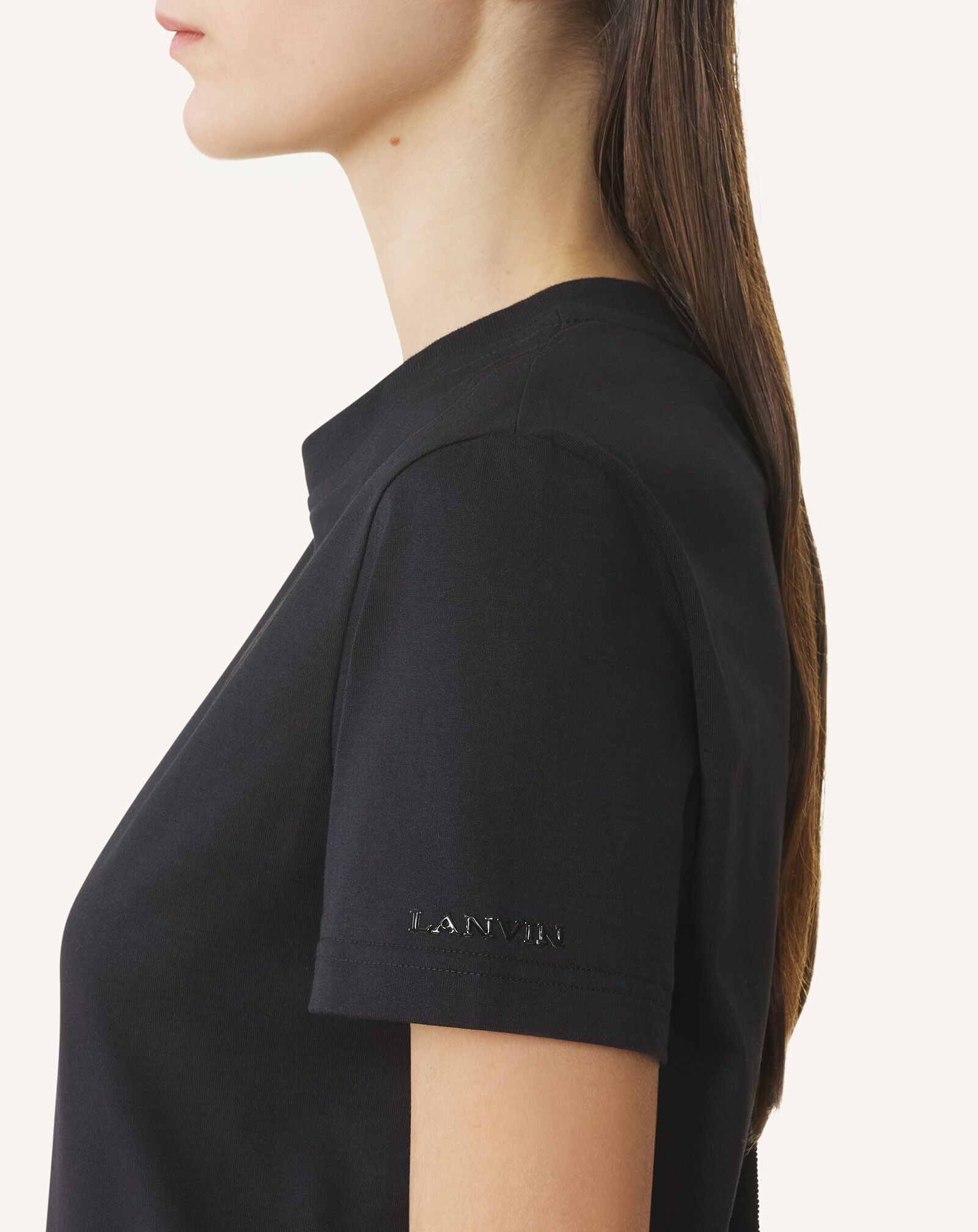 COTTON T-SHIRT WITH RIBBON DETAIL Lanvin COTTON T-SHIRT WITH RIBBON DETAIL Black RWTS0024J040H25