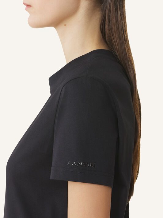 COTTON T-SHIRT WITH RIBBON DETAIL Lanvin COTTON T-SHIRT WITH RIBBON DETAIL Black RWTS0024J040H25